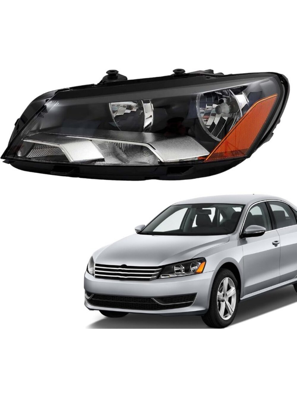 Left Halogen Headlight Assembly Replacement for 2012-2015 VW Passat - Driver